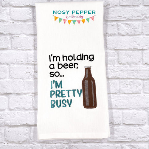 I'm Holding A Beer Applique machine embroidery design (4 sizes included) DIGITAL DOWNLOAD