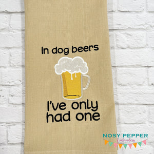 In Dog Beers sketchy machine embroidery design (4 sizes included) DIGITAL DOWNLOAD
