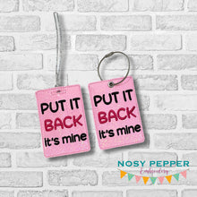 Load image into Gallery viewer, It's Mine luggage tag set machine embroidery design DIGITAL DOWNLOAD