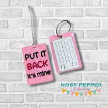 Load image into Gallery viewer, It's Mine luggage tag set machine embroidery design DIGITAL DOWNLOAD