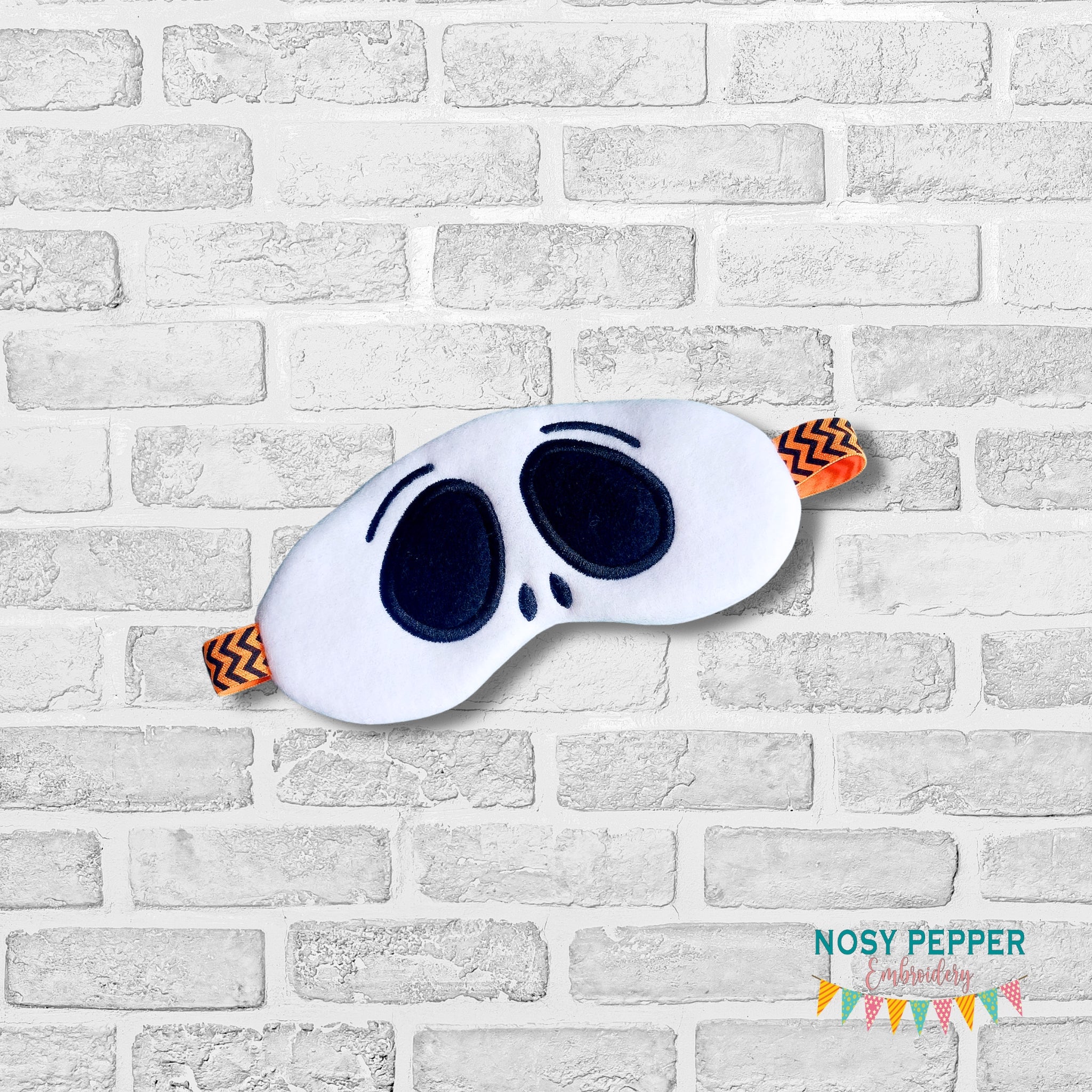 Pumpkin King Applique Sleep Mask machine embroidery design (2 sizes in