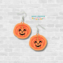 Load image into Gallery viewer, Jack O Lantern ITH earrings Oct &#39;24 Mystery Bundle machine embroidery design DIGITAL DOWNLOAD