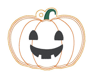 Jack O Lantern puff bookmark/ornament/bag tag machine embroidery design DIGITAL DOWNLOAD