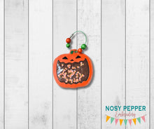 Load image into Gallery viewer, Jack-O-Lantern bookmark/ornament/bag tag machine embroidery design DIGITAL DOWNLOAD