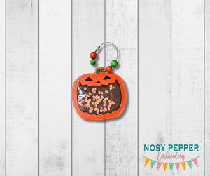 Jack-O-Lantern bookmark/ornament/bag tag machine embroidery design DIGITAL DOWNLOAD