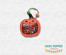 Load image into Gallery viewer, Jack-O-Lantern bookmark/ornament/bag tag machine embroidery design DIGITAL DOWNLOAD