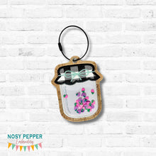 Load image into Gallery viewer, Jam Jar applique shaker bag tag/ornament/bookmark machine embroidery design FEB 26 MB—DIGITAL DOWNLOAD