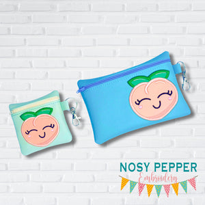 Happy Peach applique ITH Bag embroidery design (5 sizes available) June '24 Mystery Bundle DIGITAL DOWNLOAD