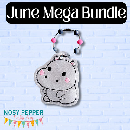 Chonky Hippo bookmark/ornament/bag tag machine JUNE 2024 MYSTERY BUNDLE embroidery design DIGITAL DOWNLOAD