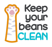 Load image into Gallery viewer, Keep Your Beans appliqué machine embroidery design (4 sizes included) DIGITAL DOWNLOAD