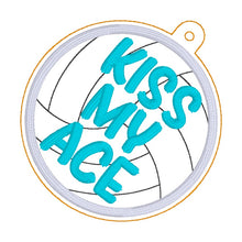 Load image into Gallery viewer, Volleyball appliqué bag tag set (3 designs included) machine embroidery design DIGITAL DOWNLOAD