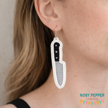 Load image into Gallery viewer, Knife ITH Earrings Embroidery Design | Funny True Crime Jewelry Embroidery File | In The Hoop Earrings | Digital Download