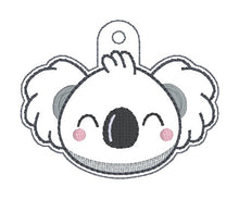 Load image into Gallery viewer, Happy Koala snap tab and eyelet fob set 25 Fall Skill Bundle (single and multi files, and bagtag included) machine embroidery design DIGITAL DOWNLOAD