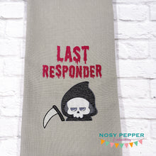 Load image into Gallery viewer, Last Responder machine embroidery design (4 sizes included) DIGITAL DOWNLOAD