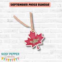 Load image into Gallery viewer, Leaf applique shaker bagtag/bookmark/ornament machine embroidery design DIGITAL DOWNLOAD