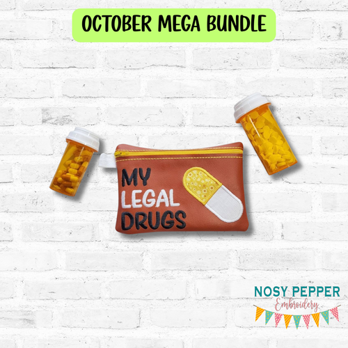 My Legal Drugs applique ITH Bag (4 sizes available) machine embroidery design DIGITAL DOWNLOAD