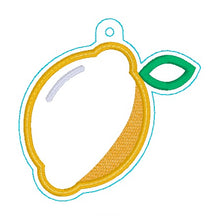 Load image into Gallery viewer, Lemon Appliqué Shaker bag tag/ornament/bookmark machine embroidery design DIGITAL DOWNLOAD