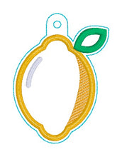 Load image into Gallery viewer, Lemon applique shaker snap tab and eyelet fob set (single and multi files included) machine embroidery design DIGITAL DOWNLOAD