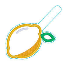 Load image into Gallery viewer, Lemon applique shaker snap tab and eyelet fob set (single and multi files included) machine embroidery design DIGITAL DOWNLOAD