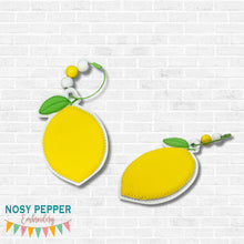 Load image into Gallery viewer, Lemon puff bag tag/bookmark/ornament machine embroidery design DIGITAL DOWNLOAD