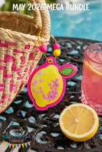 Load image into Gallery viewer, Lemon Appliqué Shaker bag tag/ornament/bookmark machine embroidery design DIGITAL DOWNLOAD