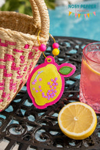 Load image into Gallery viewer, Lemon Appliqué Shaker bag tag/ornament/bookmark machine embroidery design DIGITAL DOWNLOAD