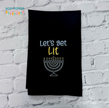 Load image into Gallery viewer, Lets Get Lit Menorah machine embroidery design (5 sizes included) DIGITAL DOWNLOAD