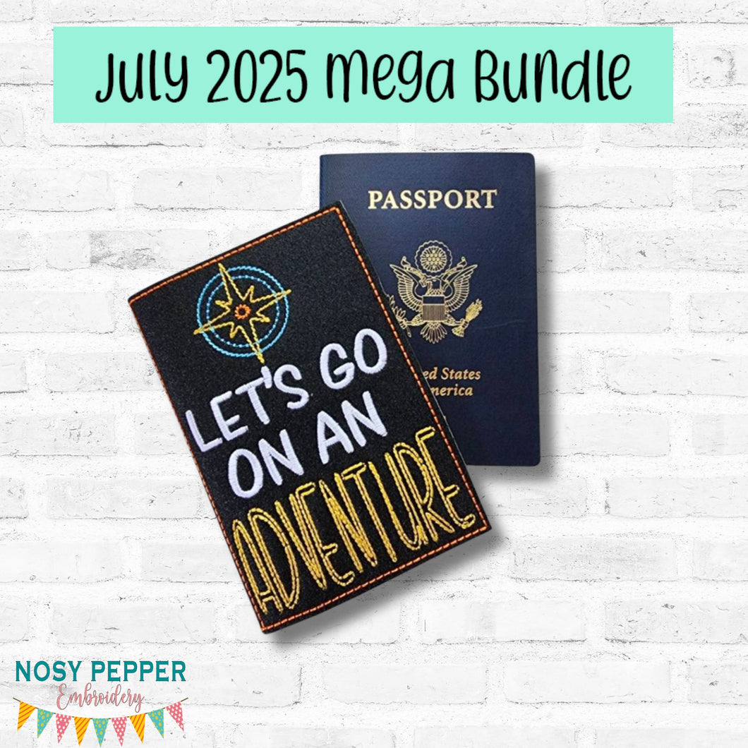 Let's Go On An Adventure passport cover (6x10 hoop) machine embroidery design DIGITAL DOWNLOAD