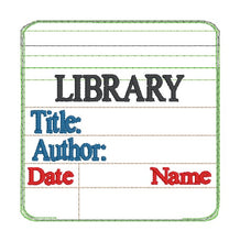 Load image into Gallery viewer, Library Card ITH Bag (5 sizes available) machine embroidery design DIGITAL DOWNLOAD
