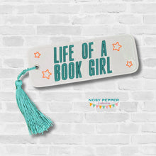 Load image into Gallery viewer, Life Of A Book Girl bookmark/bag tag/ornament machine embroidery design DIGITAL DOWNLOAzd