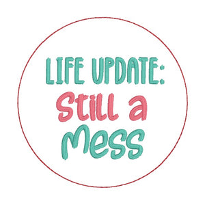Life Update double-sided car tag machine embroidery design DIGITAL DOWNLOAD