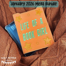 Load image into Gallery viewer, Life Of A Book Girl reader sleeve (3 sizes included) machine embroidery design DIGITAL DOWNLOAD