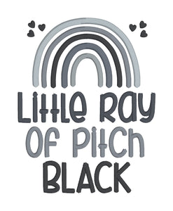 Little Ray Of Pitch Black machine embroidery design (4 sizes included) DIGITAL DOWNLOAD