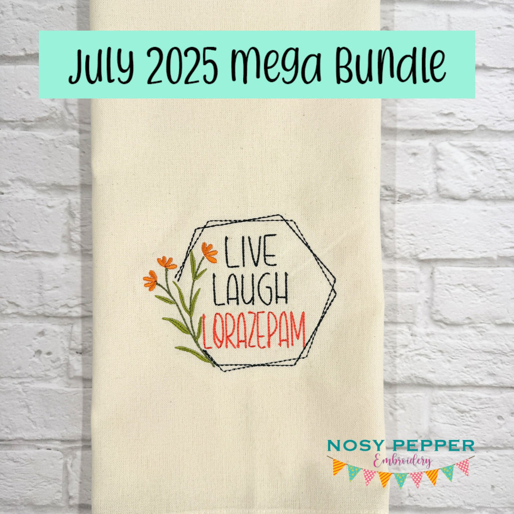 Live Laugh Lorazepam machine embroidery design (5 sizes included) DIGITAL DOWNLOAD