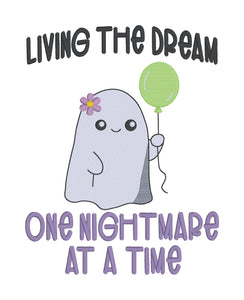 Living The Dream sketchy machine embroidery design (4 sizes included) DIGITAL DOWNLOAD