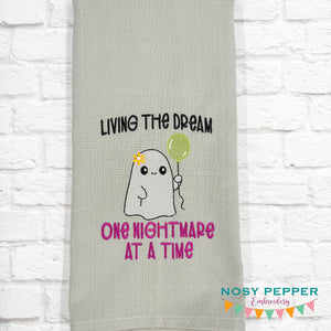 Living The Dream sketchy machine embroidery design (4 sizes included) DIGITAL DOWNLOAD