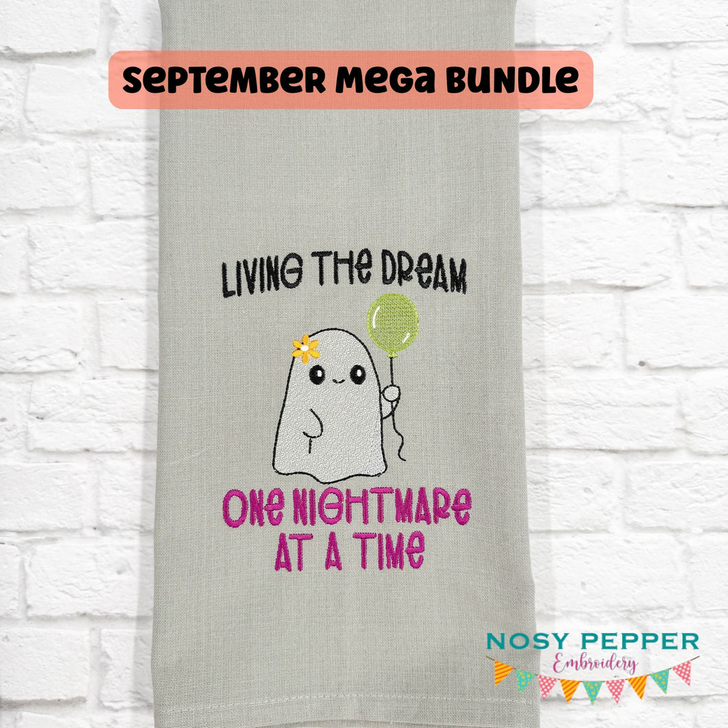 Living The Dream sketchy machine embroidery design (4 sizes included) DIGITAL DOWNLOAD
