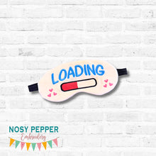 Load image into Gallery viewer, Loading sleep mask machine embroidery design (2 sizes included) DIGITAL DOWNLOAD