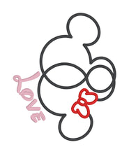Load image into Gallery viewer, Love Mouse appliqué machine embroidery design (4 sizes included) DIGITAL DOWNLOAD