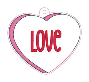 Love Heart shaker bookmark/ornament/bag tag machine embroidery design DIGITAL DOWNLOAD