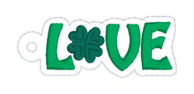 Load image into Gallery viewer, Love Shamrock snap tab and eyelet fob (single and multi files included) machine embroidery file DIGITAL DOWNLOAD