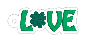 Love Shamrock snap tab and eyelet fob (single and multi files included) machine embroidery file DIGITAL DOWNLOAD