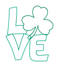 Load image into Gallery viewer, Love Shamrock raw edge applique machine embroidery design (5 sizes included) DIGITAL DOWNLOAD