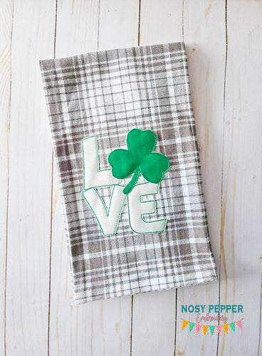 Love Shamrock raw edge applique machine embroidery design (5 sizes included) DIGITAL DOWNLOAD