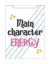 Load image into Gallery viewer, Main Character Energy reader sleeve (3 sizes included) machine embroidery design DIGITAL DOWNLOAD
