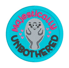 Load image into Gallery viewer, Majestically Unbothered patch (2 sizes included) machine embroidery design DIGITAL DOWNLOAD