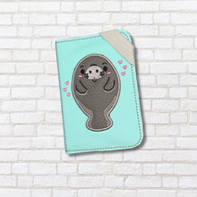 Load image into Gallery viewer, Manatee applique notebook cover 2 sizes available machine embroidery design DIGITAL DOWNLOAD