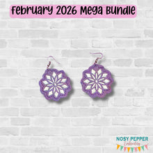 Load image into Gallery viewer, Mandala ITH earrings machine embroidery design DIGITAL DOWNLOAD