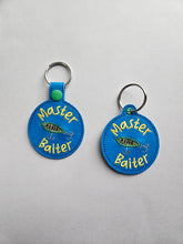 Load image into Gallery viewer, Master Baiter snap tab and eyelet fob set (single and multi files included) machine embroidery design DIGITAL DOWNLOAD