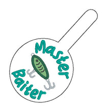 Load image into Gallery viewer, Master Baiter snap tab and eyelet fob set (single and multi files included) machine embroidery design DIGITAL DOWNLOAD